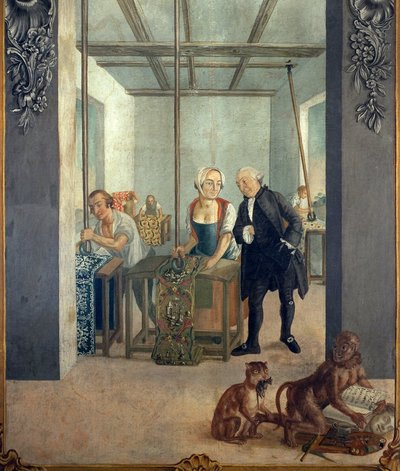 Atelier de satin. Après avoir été enduite d