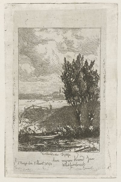 Paysage de prairie avec fossé Hollandsche Dijktje (titre sur l