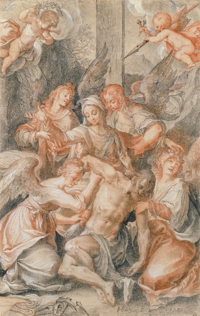 Piéta avec anges et putti - Joseph Heintz