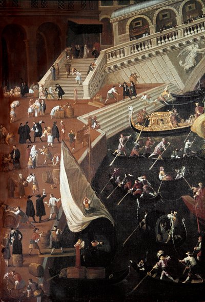 Régate au Ponte di Rialto à Venise, détail des quais - Joseph Heintz