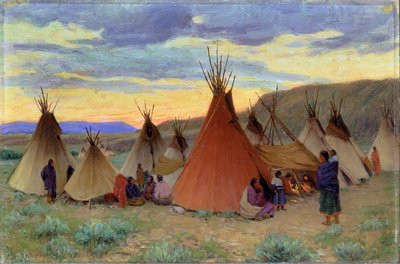 Soirée sur la réserve Crow, Montana - Joseph Henry Sharp