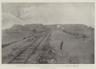 De Aar, montrant le chemin de fer vers Kimberley, avec Tafelberg au loin, à environ trente-cinq miles - Joseph Holland Tringham