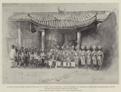 Escorte de la police militaire accompagnant M. H F Hertz, délégué par le gouvernement de Birmanie pour régler le différend frontalier entre les tribus Kachin et les Shans - Joseph Holland Tringham