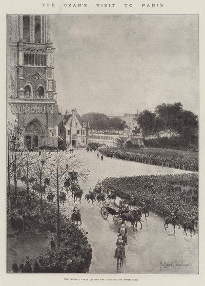 La visite du tsar à Paris, la fête impériale quittant la cathédrale Notre-Dame - Joseph Holland Tringham