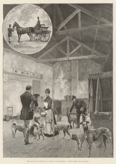 Le Prince et la Princesse de Galles à Sandringham, visitant la cuisine de leurs chiens - Joseph Holland Tringham