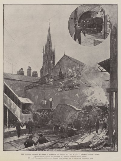 Le grave accident ferroviaire à Glasgow le 30 août, la scène à la gare de Charing Cross - Joseph Holland Tringham