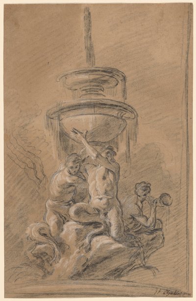 Une fontaine avec trois tritons - Joseph Ignace François Parrocel