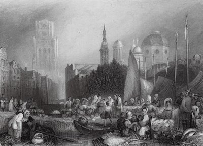 Marché aux poissons, Rotterdam - Joseph Mallord William (after) Turner