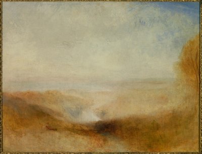 Paysage avec une rivière et une baie au loin. Aussi appelé 