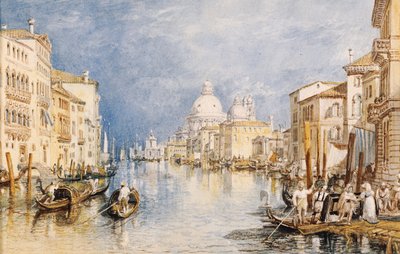 Le Grand Canal, Venise, avec gondoles et personnages au premier plan - Joseph Mallord William Turner