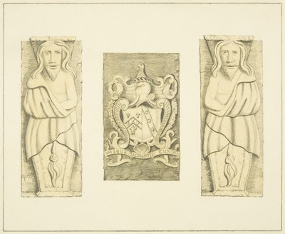 2 figures et blason de la porte du Black Castle, Brislington - Joseph Manning