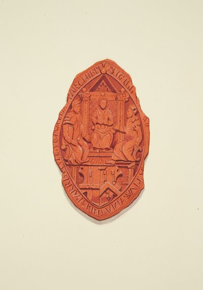 Sceau de Matthew Parker, archevêque de Cantorbéry, au testament de Thomas Alyce, marchand - Joseph Manning