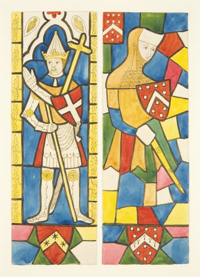 Deux figures dans les vitraux du chœur de la Cathédrale de Bristol - Joseph Manning