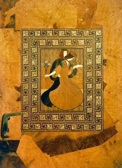 Scène galante, incrustation décorative sur la porte de la salle de musique, dessin de Joseph Maria Olbrich (1867-1908), Vienne, Autriche - Joseph Maria Olbrich