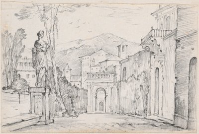 Une rue romaine avec Monte Cavo au loin - Joseph Marie Vien