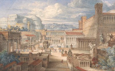 Scène dans la Rome antique : Un décor pour Titus Andronicus, I, ii - Joseph Michael Gandy