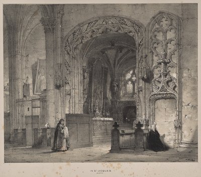 Architecture du Moyen Âge: Chapelle à St. Jacques, Dieppe - Joseph Nash