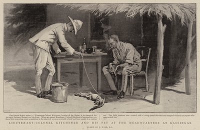 Lieutenant-colonel Kitchener et son animal de compagnie au quartier général à Kassingar - Joseph Nash