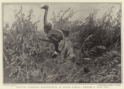 Indigènes traquant le Hartebeeste en Afrique du Sud, résultat, un bon sac - Joseph Nash