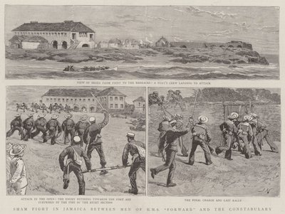 Combat simulé en Jamaïque entre les hommes du HMS Forward et la police - Joseph Nash