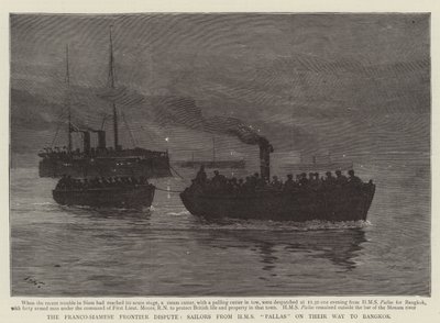 Le différend frontalier franco-siamois, marins du HMS Pallas en route pour Bangkok - Joseph Nash