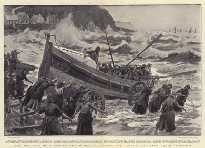 Les héroïnes de Runswick Bay, femmes lançant le canot de sauvetage pour sauver leurs maris - Joseph Nash