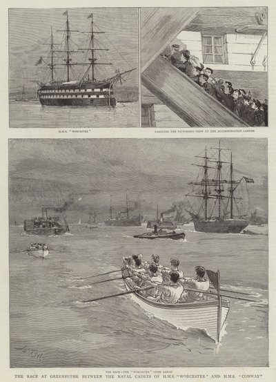 La course à Greenhithe entre les cadets de la marine du HMS Worcester et du HMS Conway - Joseph Nash