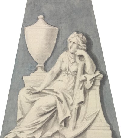 Tombe avec dame assise, se soutenant sur une urne - Joseph Nollekens
