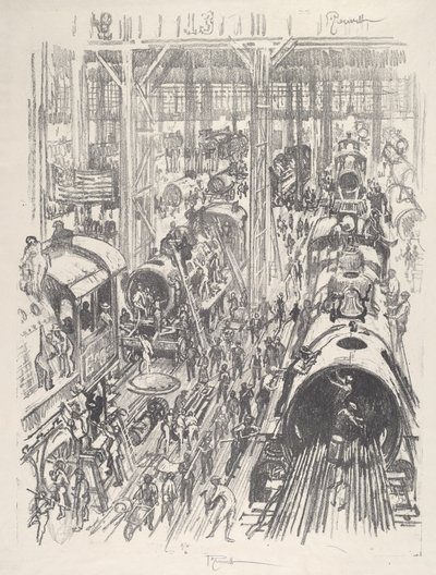 Construire des moteurs pour les Alliés, 1917 - Joseph Pennell