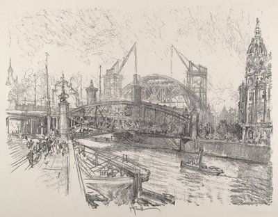 Construction de la gare Freidrich-Strasse - Joseph Pennell