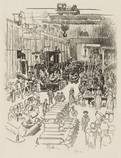 Travail de guerre anglais : Finition des obus - Joseph Pennell