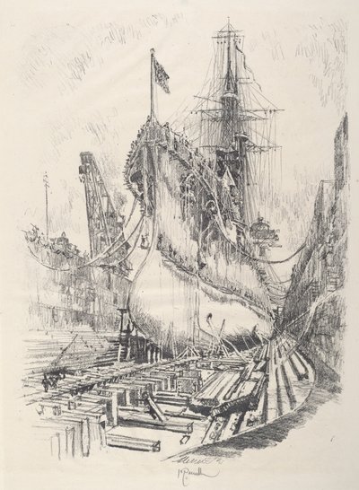 Dans le bassin de radoub, 1917 - Joseph Pennell