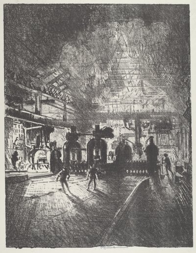 Dans les mâchoires de la mort, barres roulantes pour obus, 1916 - Joseph Pennell