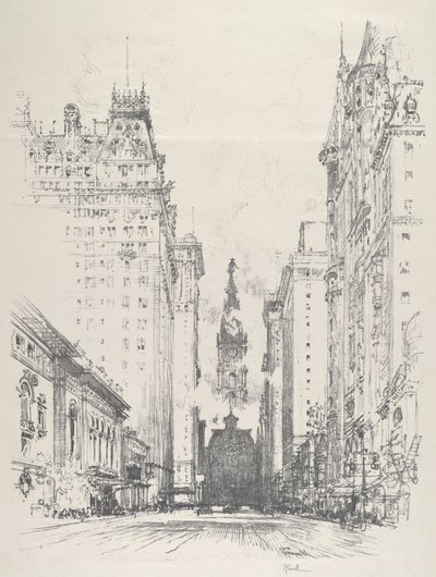 Vue de Broad Street depuis Spruce Street - Joseph Pennell