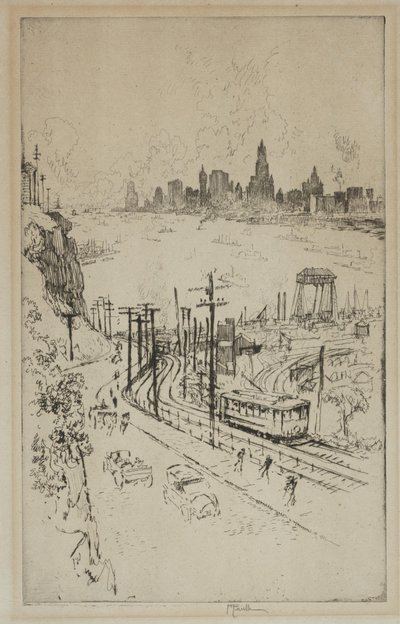 New York, depuis le New Jersey - Joseph Pennell