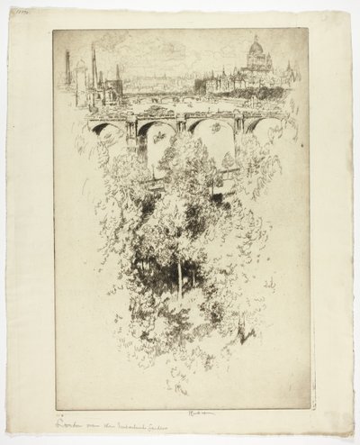 Sur le pont de Waterloo, église et travail - Joseph Pennell