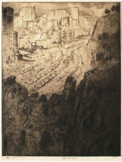 Palisades et palais, New York - Joseph Pennell
