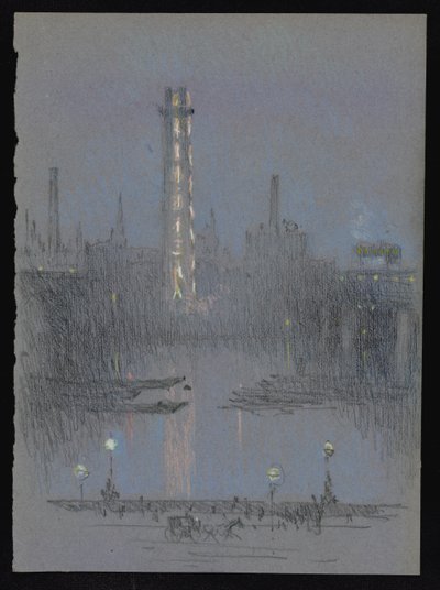 Tour de tir avec lumières nocturnes, depuis l