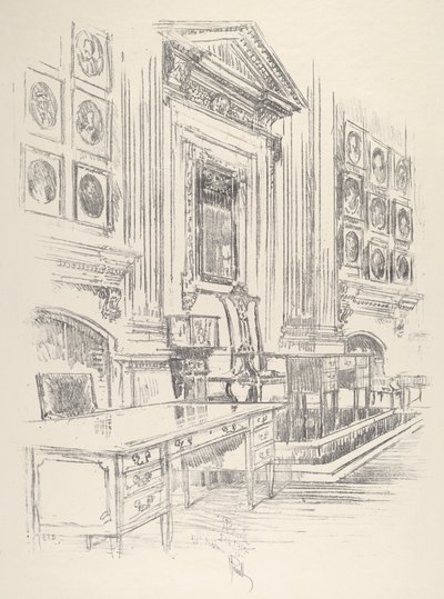 Table et chaise, salle des signataires, Independence Hall - Joseph Pennell