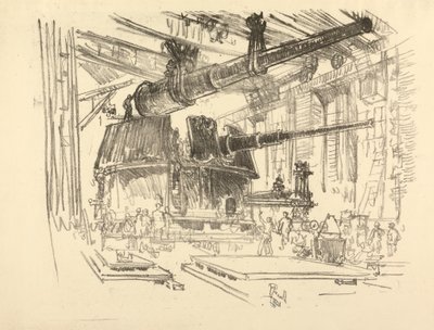 La série de guerre anglaise : W. 448 Montage des canons dans les tourelles - Joseph Pennell