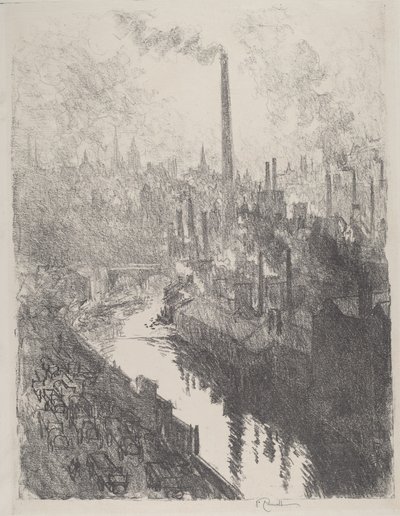 La Grande Cheminée, le Motor Park - Joseph Pennell