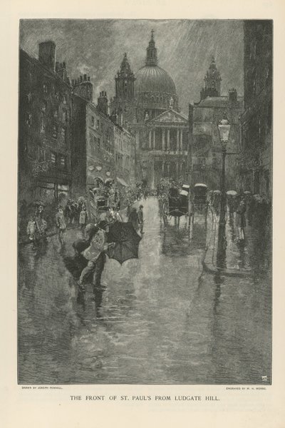 La façade de la Cathédrale Saint-Paul depuis Ludgate Hill - Joseph Pennell