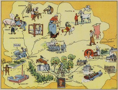 Maine-Anjou-Touraine (lithographie en couleur) - Joseph Porphyre Pinchon