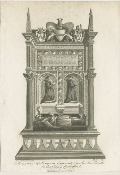 Église de Sandon - Tombe de Sampson Erdeswicke: gravure - Joseph Potter