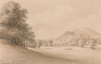 Château de Dunster, Somerset : Vue du château au loin - Joseph Powell