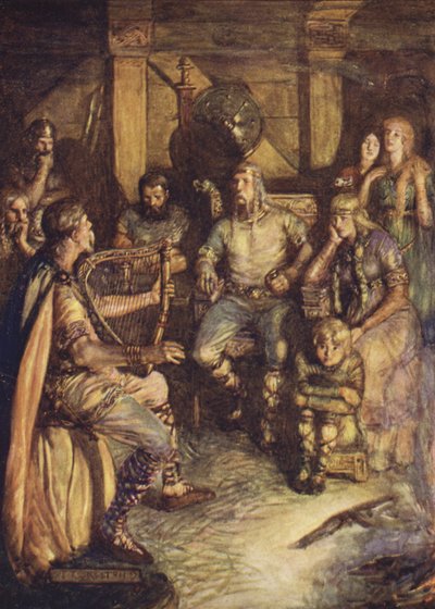 Le ménestrel chante les exploits de Beowulf - Joseph Ratcliffe (after) Skelton