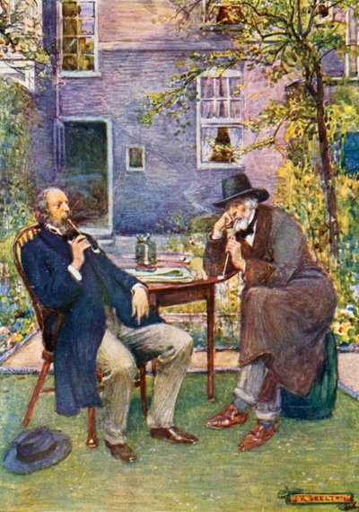 Carlyle (à droite) et Tennyson parlant et fumant - Joseph Ratcliffe Skelton