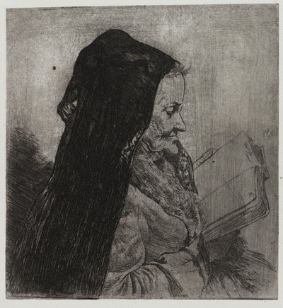Vieille femme lisant, imprimé par Sigmund Abeles et Edmond Casarella - Joseph Stella