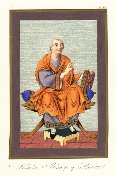 Aldhelm, évêque de Sherborn c.639-709 (gravure) - Joseph Strutt