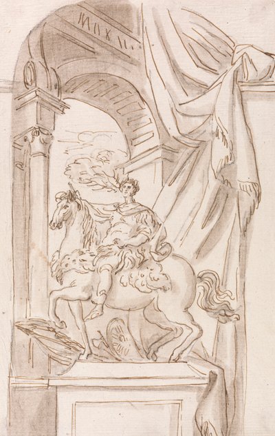 Étude de la statue de Charlemagne par Agostino Cornacchini, Basilique Saint-Pierre, Rome - Joseph Wilton